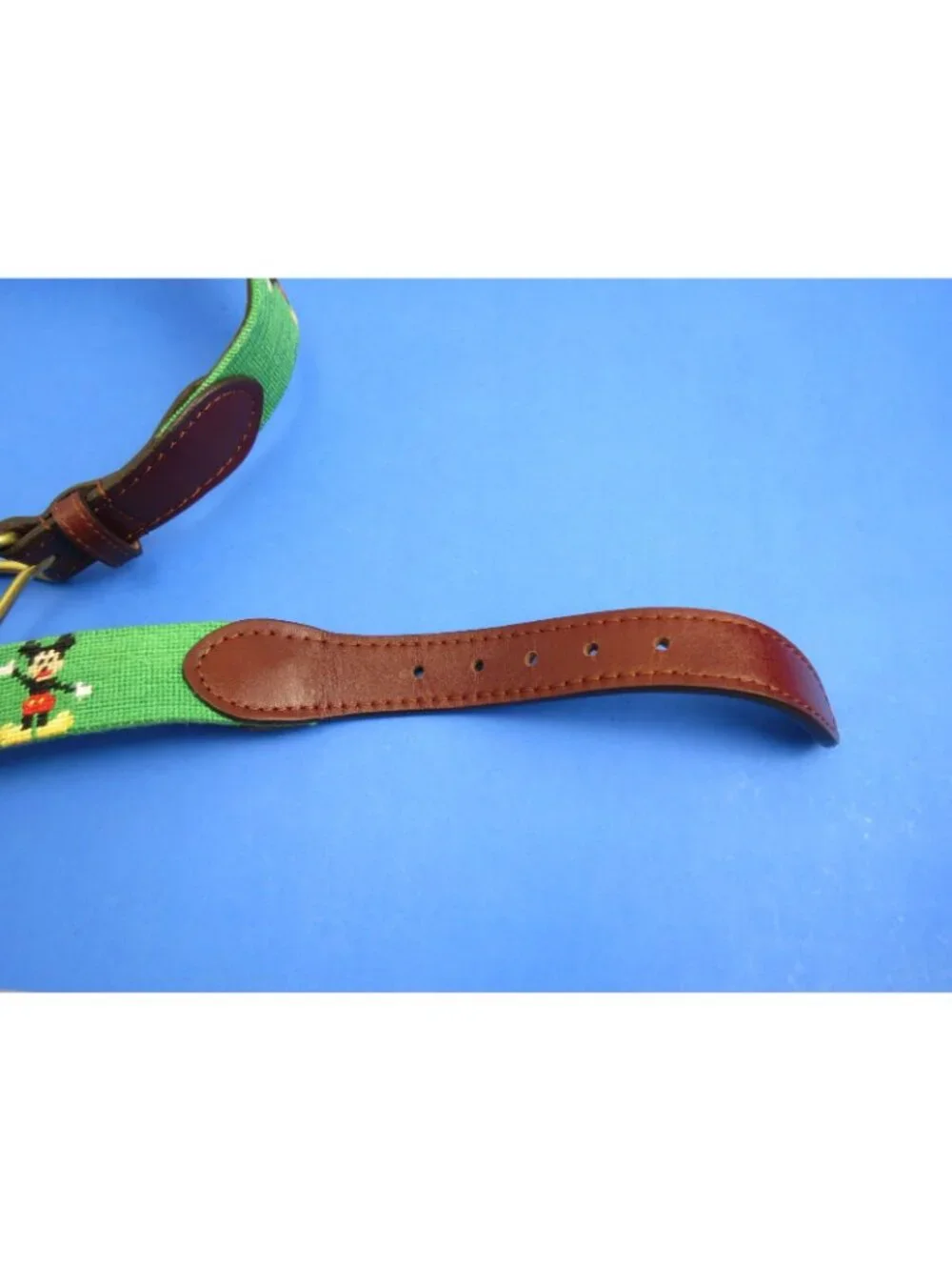 Smathers & Branson Needlepoint Green Mickey Mouse Disney Belt Size 37